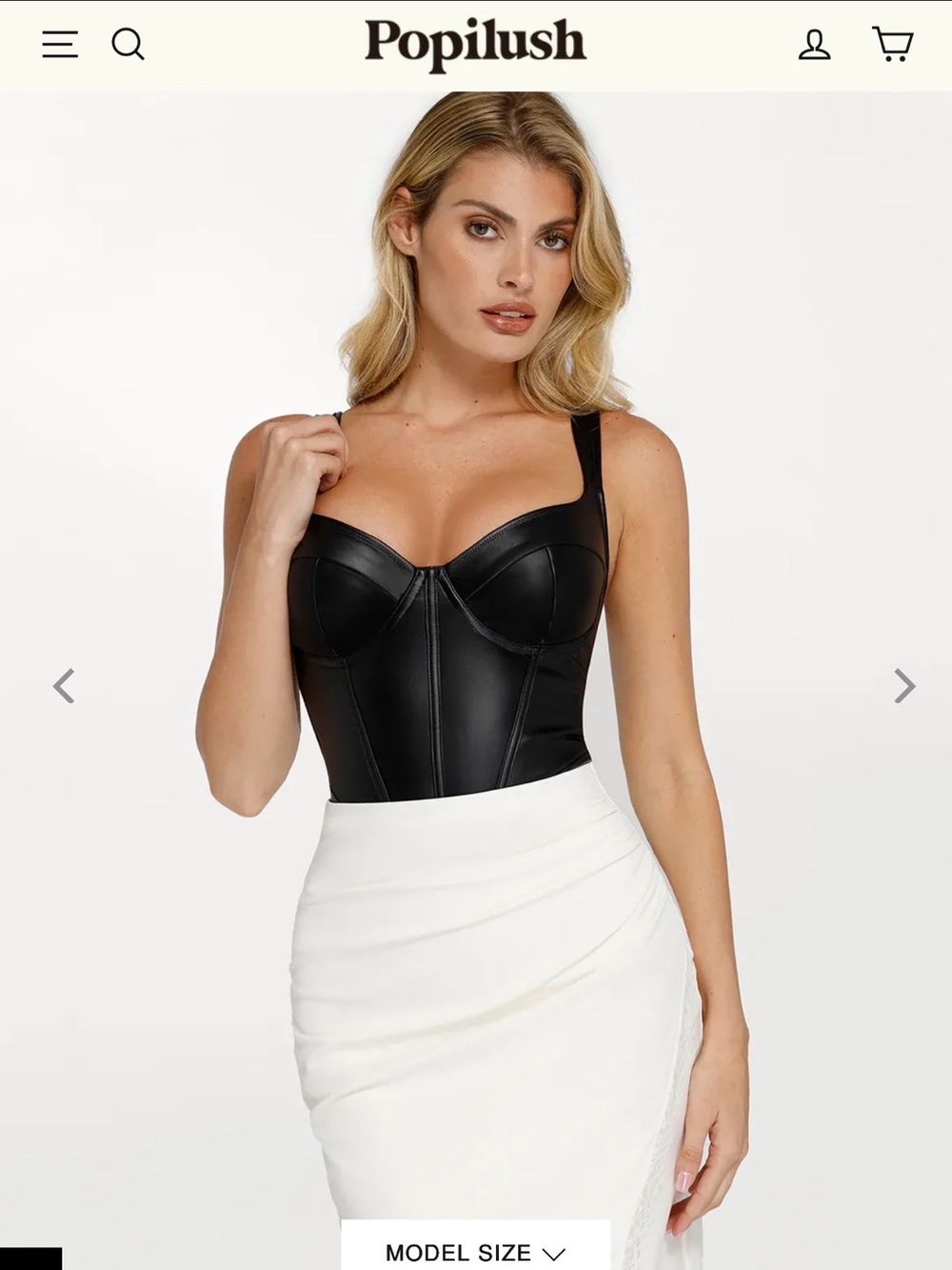 Popilush Faux Leather Corset Bodysuit – Size Small